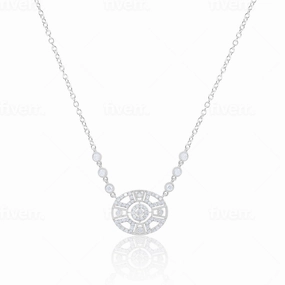 Oval 14K White Gold Diamond Necklace Bridesmaid Gift