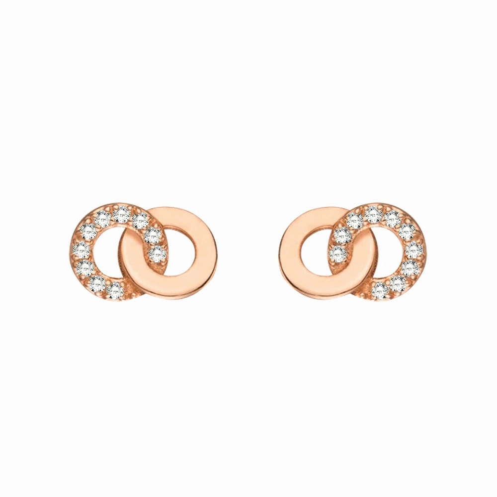 Layer Look Interlocking Dual Hoop Earrings