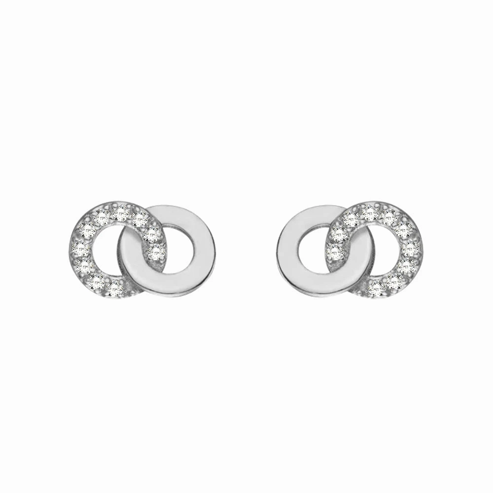 Elegant Style Night Detail Interlocking Dual Hoop Earrings
