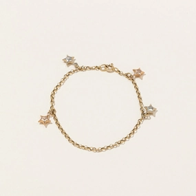 18k Tri Tone Gold Star Charm Bracelet | 7" | Radiant Sparkle