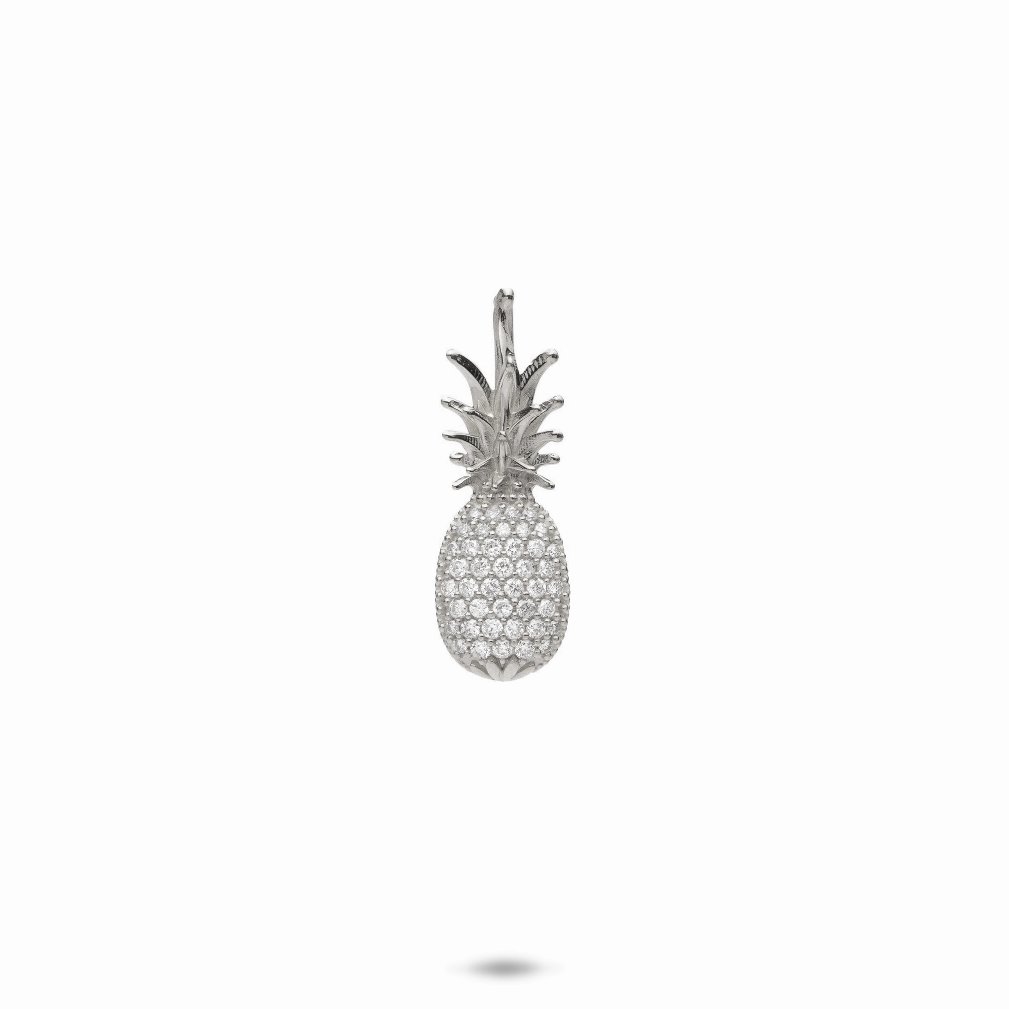 Radiant Jewelry Pineapple Pendant in White Gold with Diamonds- 20mm