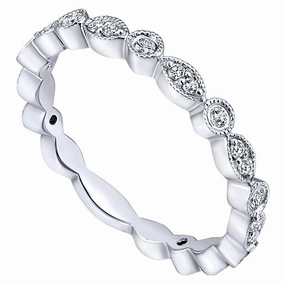 Marquise Shaped Round Diamond Ring 14K White Gold Vibrant Sparkle Sculpted Shape