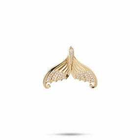 Unique Style Romantic Detail Moon Mermaid Tail Pendant in Gold with Diamonds - 20mm