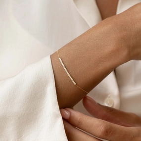 Party Moment Diamond Curved Bar Bracelet 14k Gold - Vivienne