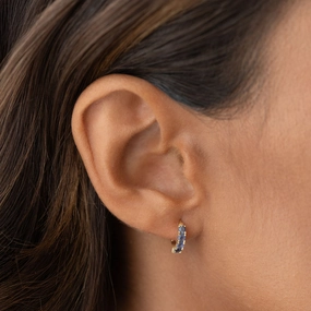 December Birthstone Huggie Earrings - Cordierite Luxury Detail