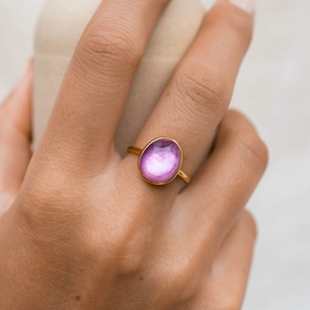 Deep Lavender Statement Ring - Window to my Soul Night Spark