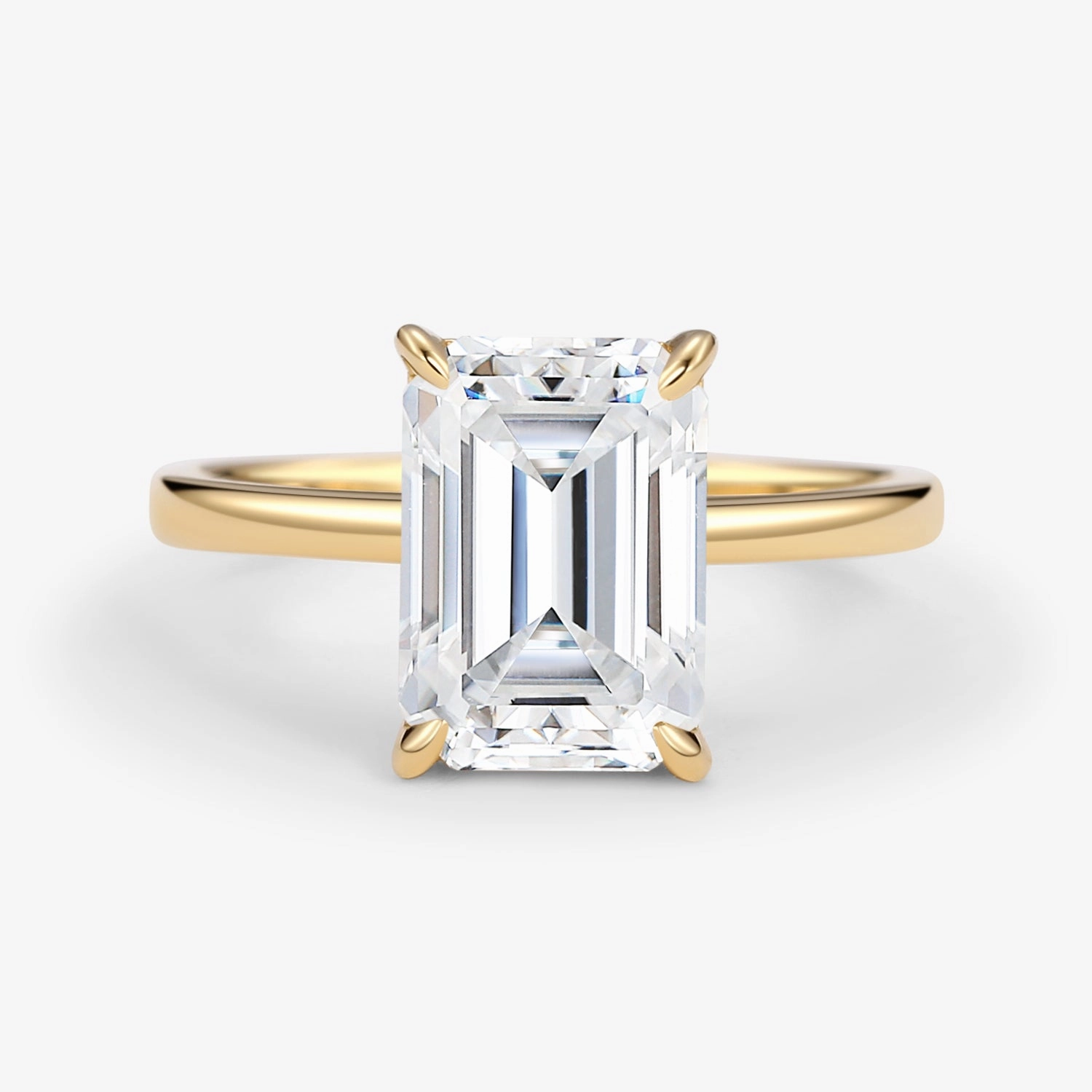 Gift Feature Gleaming Edge Emerald Cut Moissanite Solitaire Engagement Ring