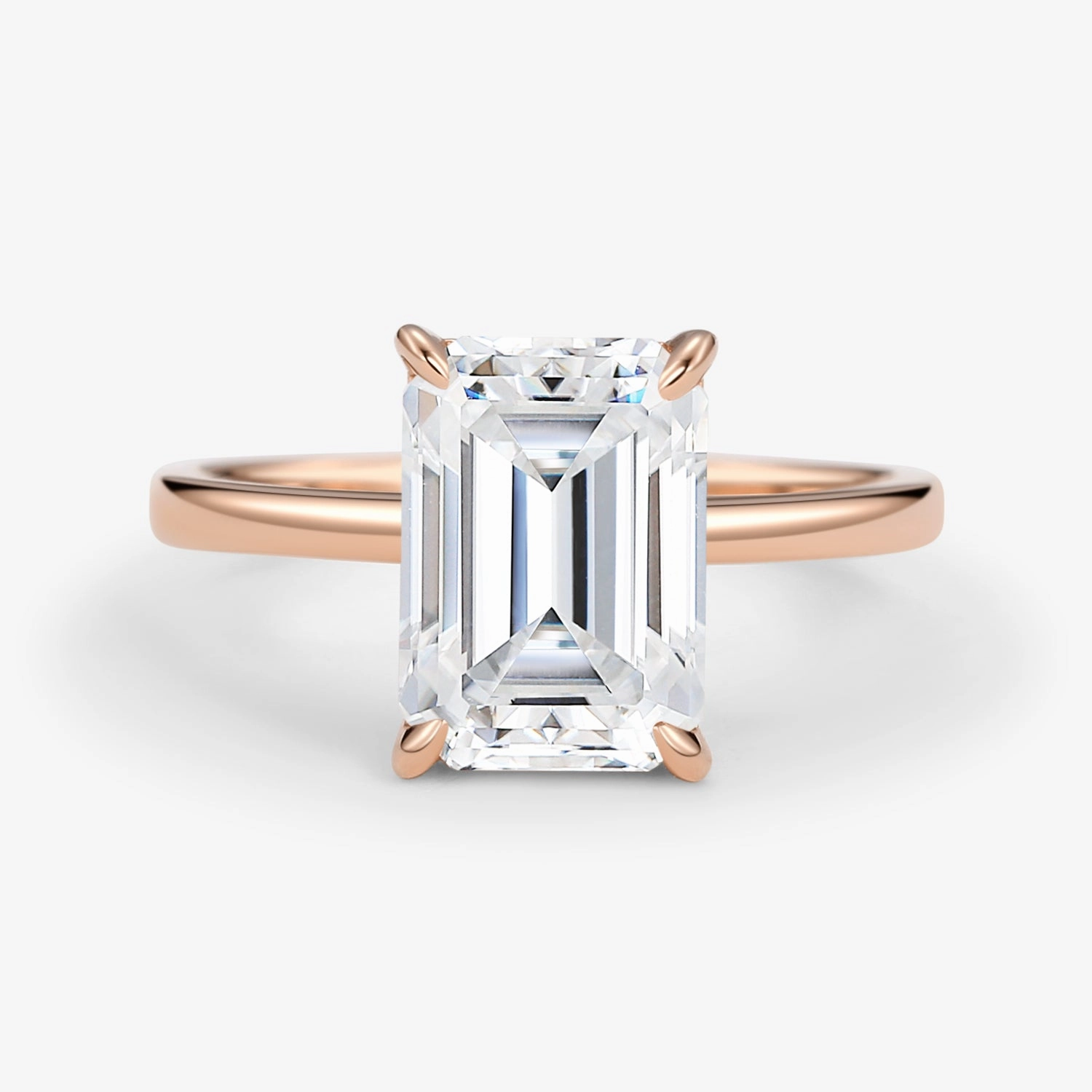 Emerald Cut Moissanite Solitaire Engagement Ring Heirloom Accent Glamorous Mood