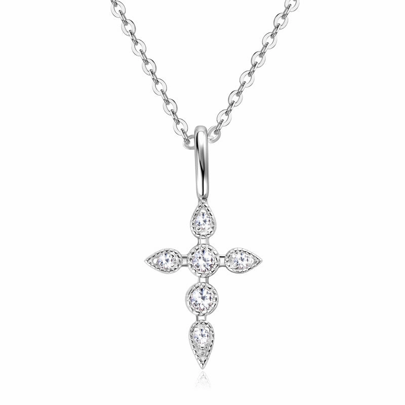 Delicate Cross Pendant Necklace | S925 | Moissanite Dazzling Shine