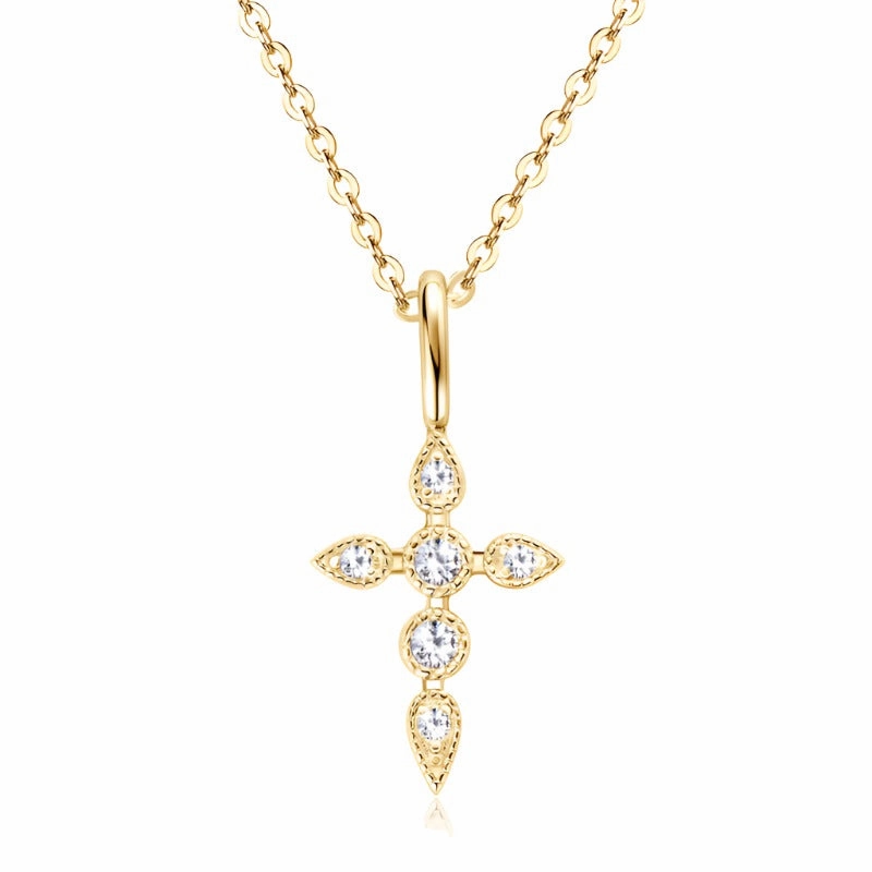 fashion lover Delicate Cross Pendant Necklace | S925 | Moissanite