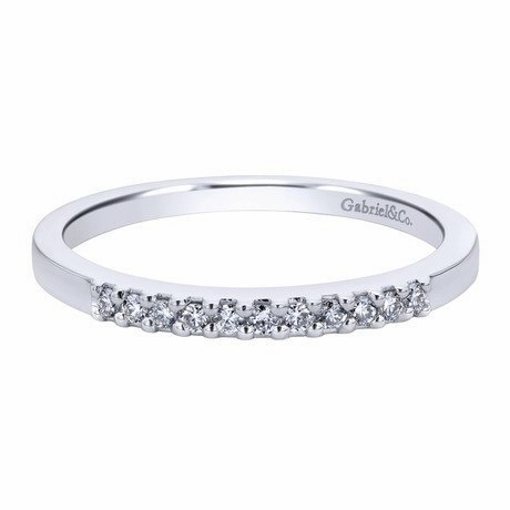 Delicate Piece Pave Diamond Band .10 Cttw 14K White Gold | Mullen Jewelers