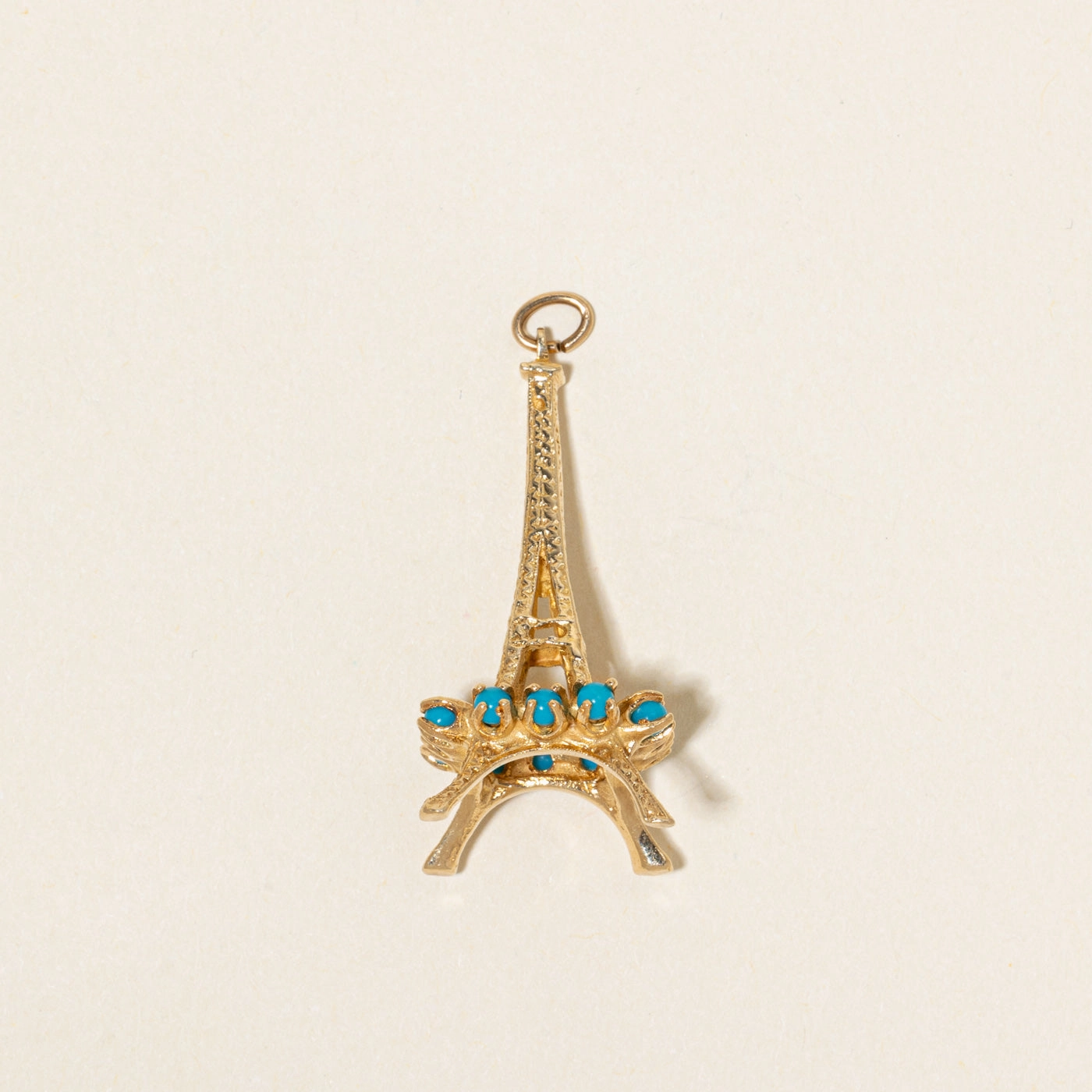 Shimmering Craft 14k Imitation Turquoise Eiffel Tower Pendant | 1.00ctw