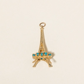 Shimmering Craft 14k Imitation Turquoise Eiffel Tower Pendant | 1.00ctw