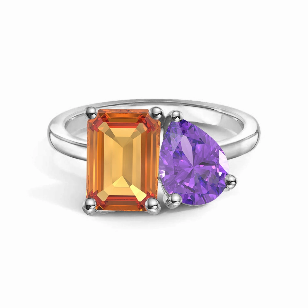 Fusion Form Toi et Moi Personalized Citrine Birthstone Anniversary Ring