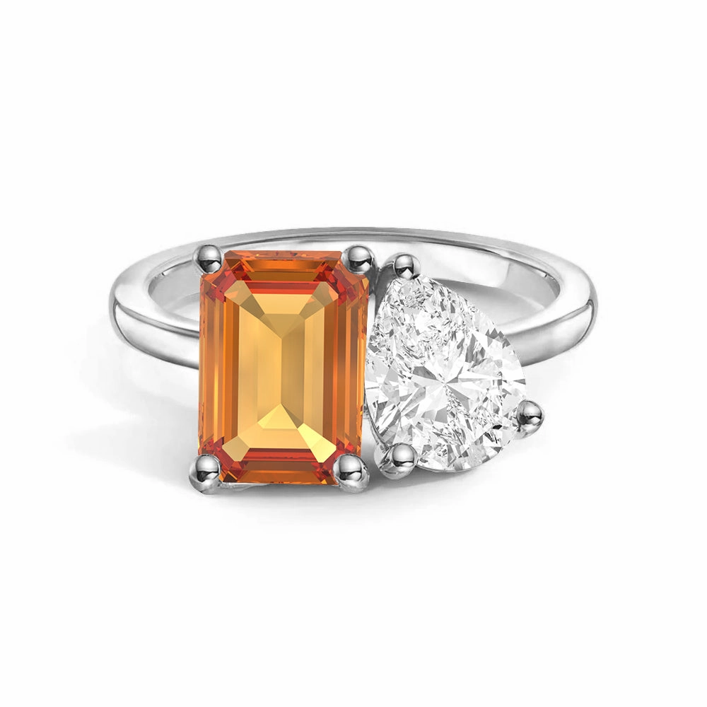 Opulent Accent Toi et Moi Personalized Citrine Birthstone Anniversary Ring
