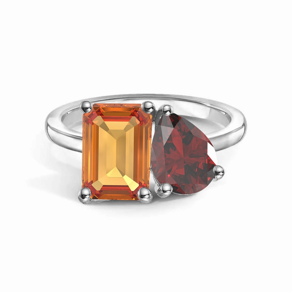 Toi et Moi Personalized Citrine Birthstone Anniversary Ring Vogue Accent