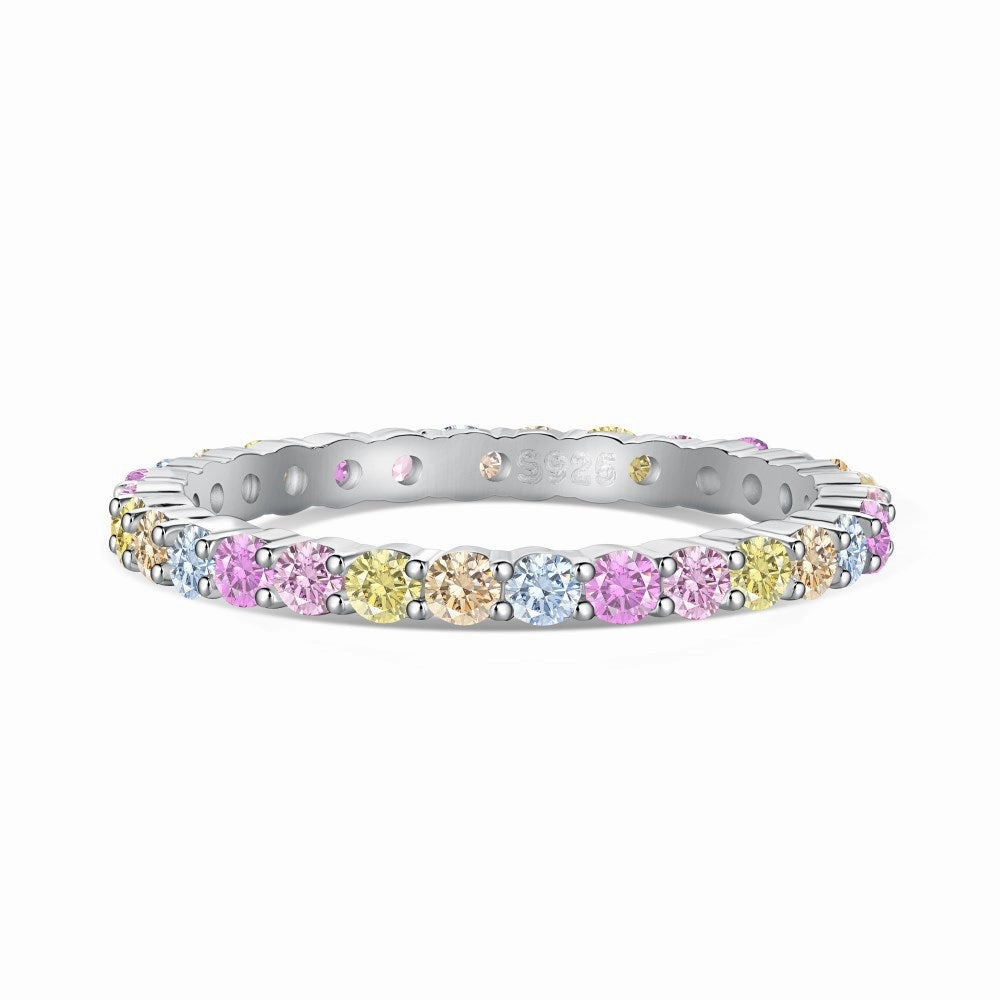 Soft Mood Delicate Stackable Pastel Eternity Ring Band | S925 | CZ