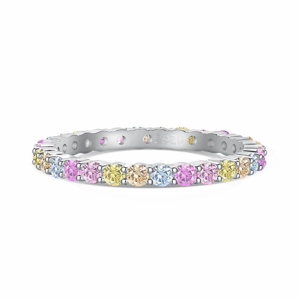 Delicate Stackable Pastel Eternity Ring Band | S925 | CZ Fashionable Edge Graceful Spark