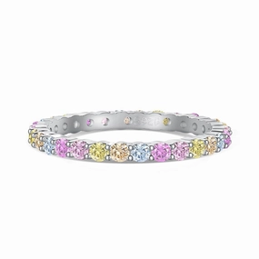 Delicate Stackable Pastel Eternity Ring Band | S925 | CZ Trendy Detail Exquisite Style