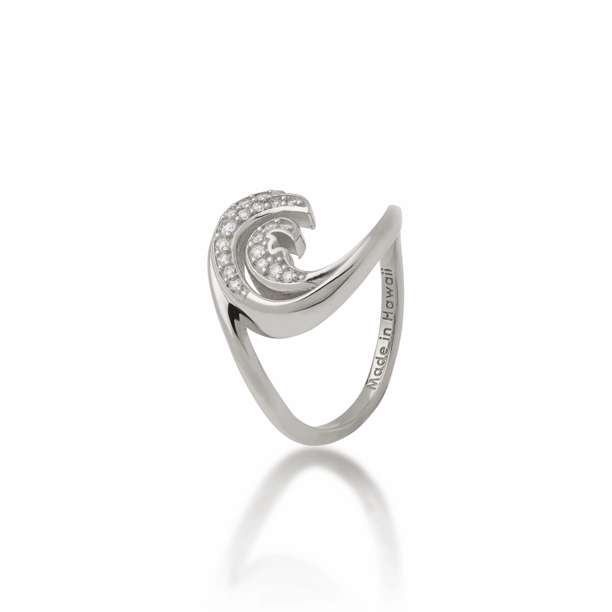 Nalu Ring in White Gold with Diamonds - 15mm Inspired Touch Ornate Edge