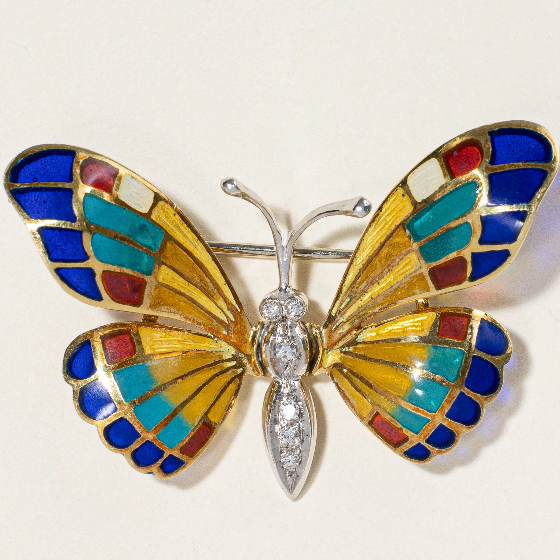 Distinctive Edge Diamond & Enamel Butterfly Brooch | 0.05ctw |