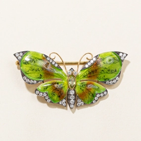 Classic Pieces Daytime Sparkle Diamond & Peridot Butterfly Brooch | 0.63ctw, 0.28ct