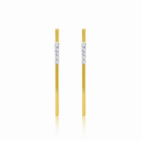 Camera Ready Diamond and Gold Bar Earrings