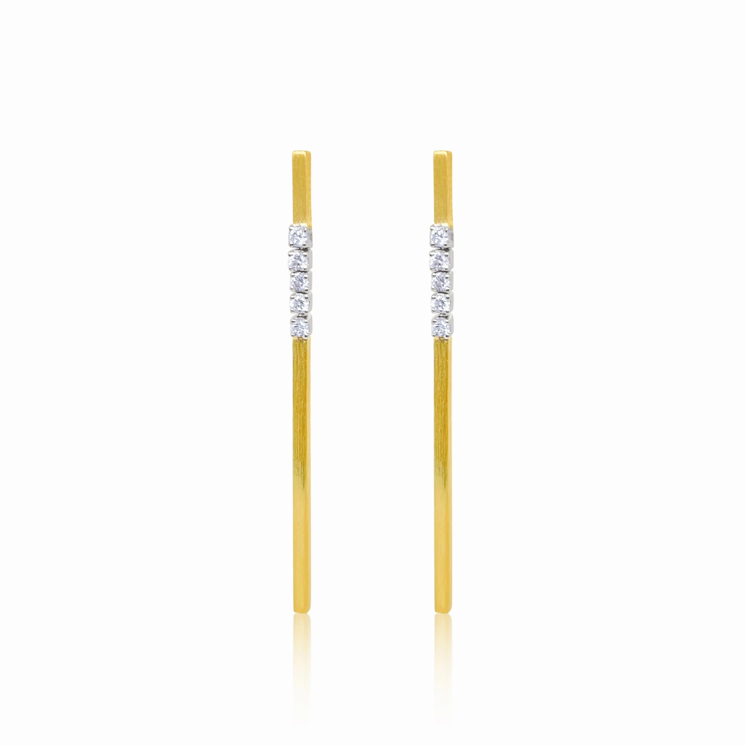 Camera Ready Diamond and Gold Bar Earrings