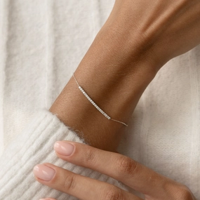 Gleam Accent Diamond Curved Bar Bracelet White Gold - Vivienne