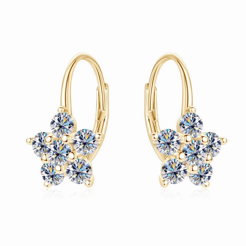 Diamond Flower Cluster Hoop Earrings | S925 | Moissanite Trendy Accent