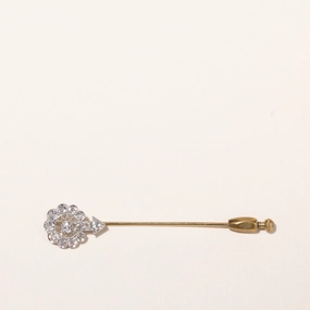Antique 18k Yellow and White Gold Old European Cut Diamond Brooch | 1.42ctw | 1.5x7.5cm Delicate Spark
