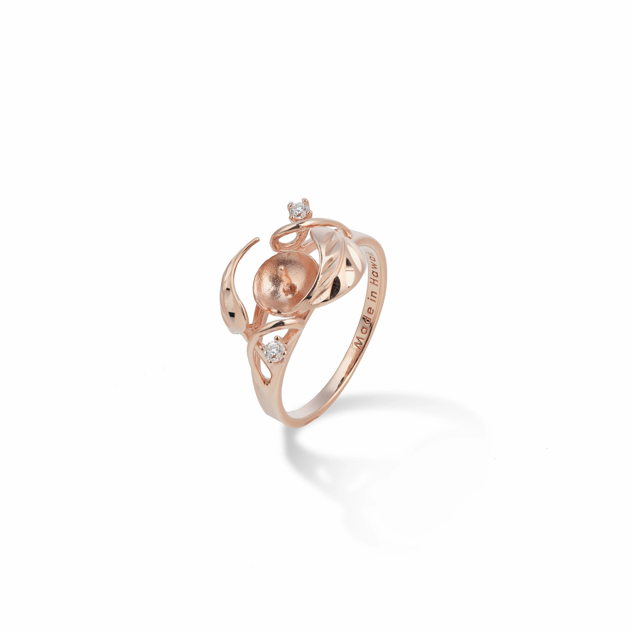 Timeless Feature Unique Look Pick A Pearl Maile Ring in Rose Gold with Diamonds