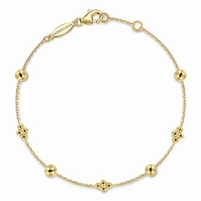 Urban Edge Fashion Daily 14K Yellow Gold Bujukan Beads Station Bracelet