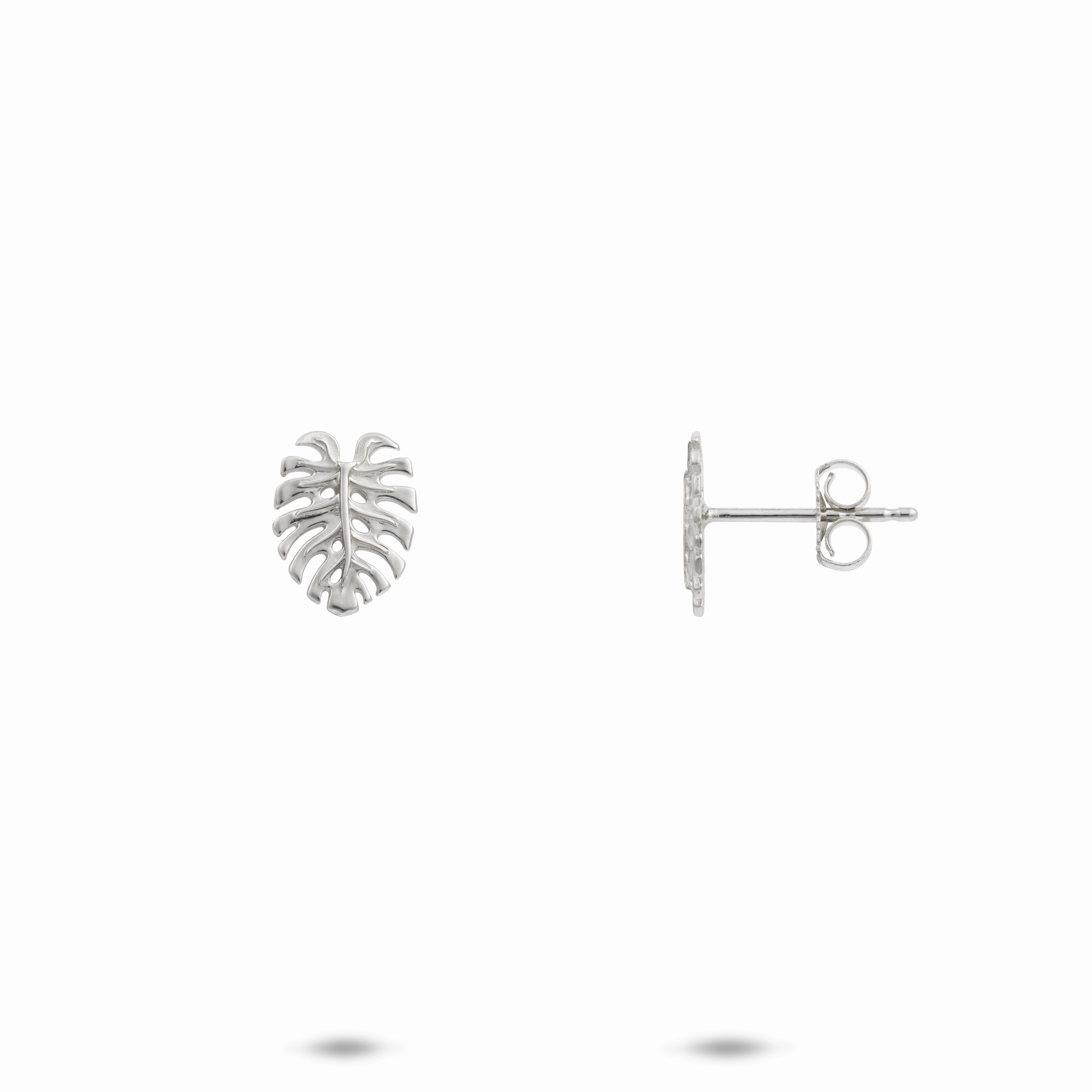 Monstera Earrings in White Gold - 9mm Subtle Detail Custom Accessories