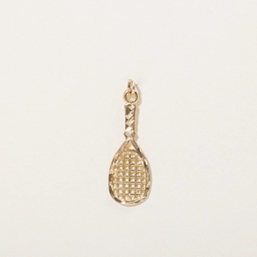 10k Yellow Gold Tennis Racket Charm Formal Wear Artistic Edge