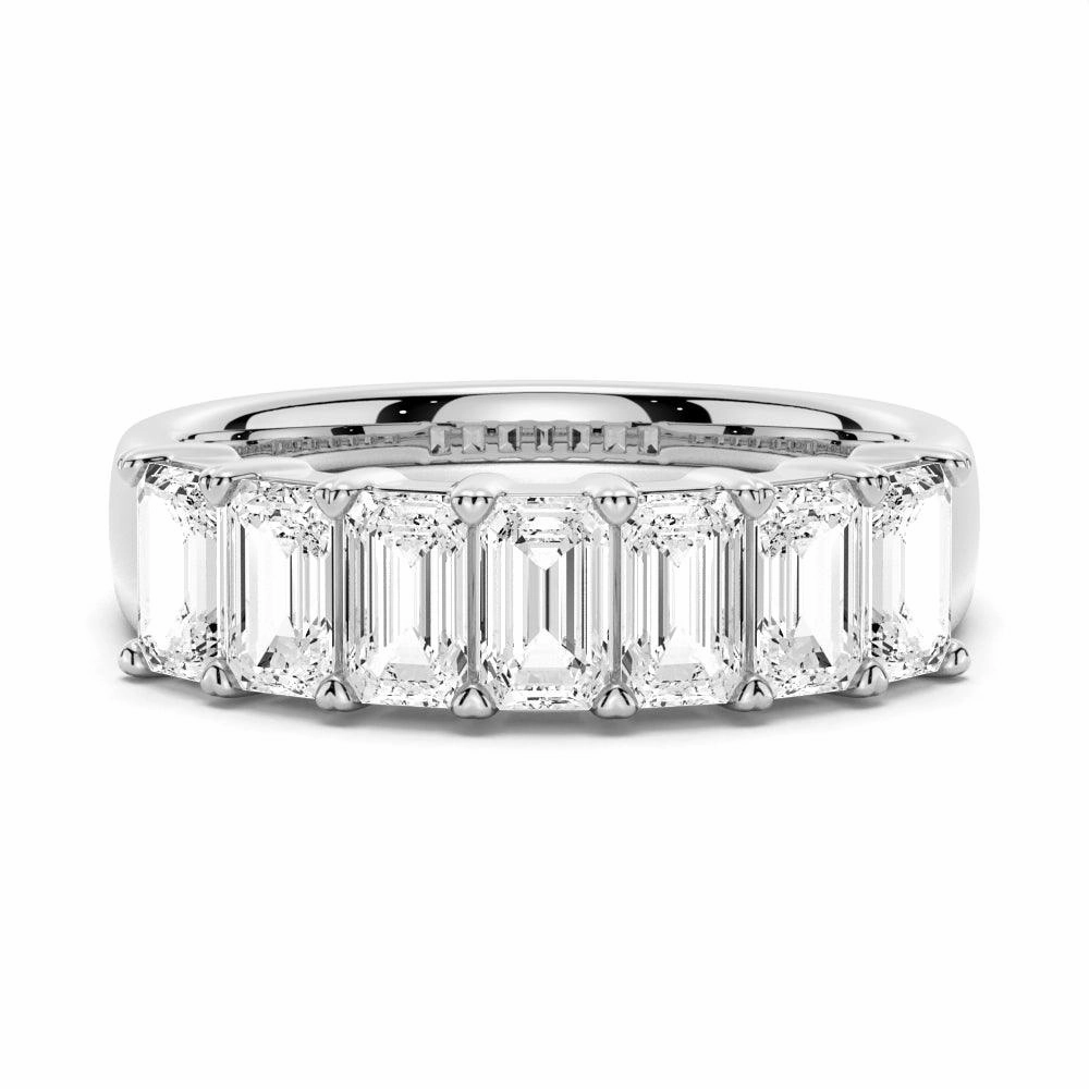 2.8 ctw Emerald Cut Moissanite Half Eternity Band Luxury Craftsmanship Polished Accent