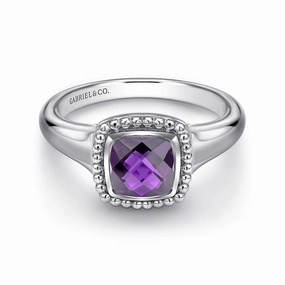 925 Sterling Silver Bujukan Amethyst Signet Ring Exclusive Gifts Perfect Finish