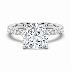 Luxury Glow French Pav?? Cushion Cut Moissanite Engagement Ring
