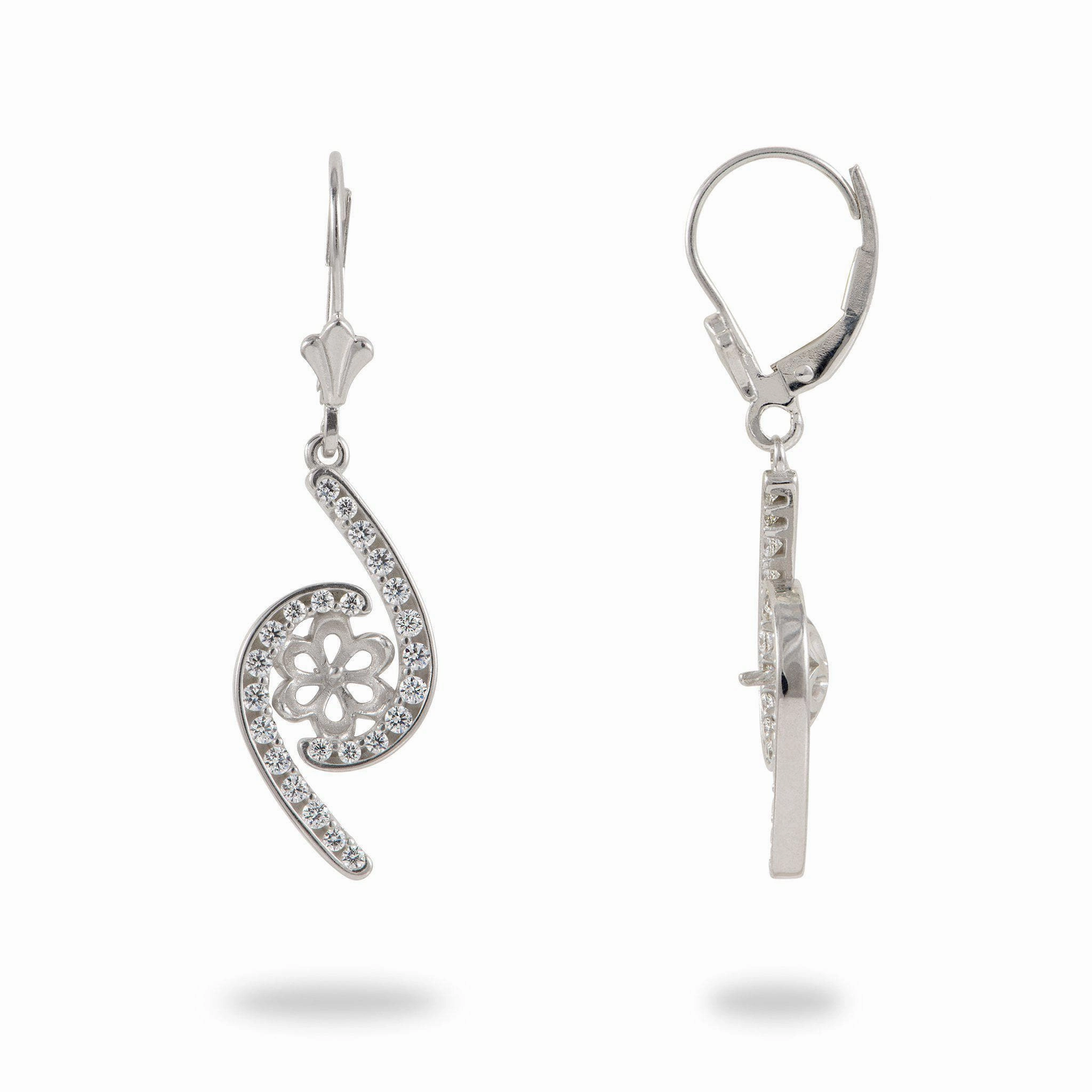 Light Touch Pick A Pearl Bypass Earrings in Sterling Silver with Cubic Zirconia