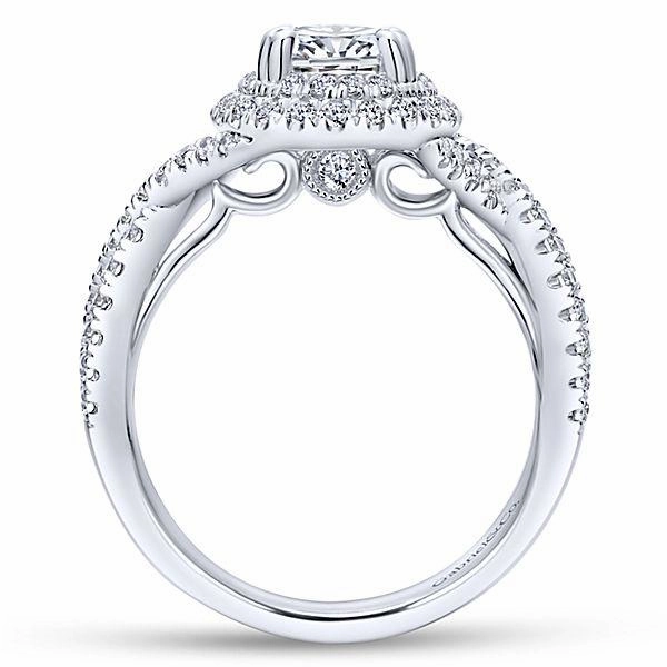 Eternal Embellishment Modern Finish Double Halo With Crossover Shank Diamond Ring .64 Cttw 374A