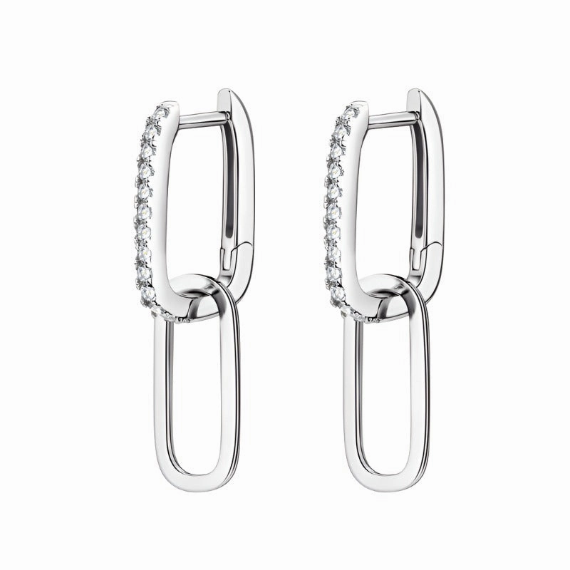 Allure Sparkle Double Ring Tassel Earrings | S925 | Moissanite