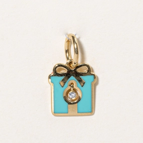 Minimal Feature Glow Ready 'Tiffany & Co' Blue Enamel Gift Box Charm | 0.01ct |