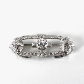 Lush Accent Statement Feature Art Deco Inspired White Gold Diamond Brooch | 2.39ctw SI1/SI2 H/I |