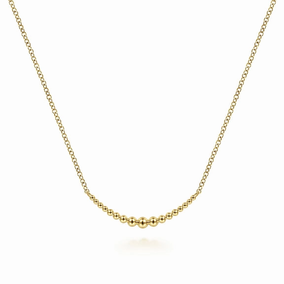 Modern Highlight Color Pop Gabriel & Co | 14K Yellow Gold Graduating Bujukan Beads Curved Bar Necklace