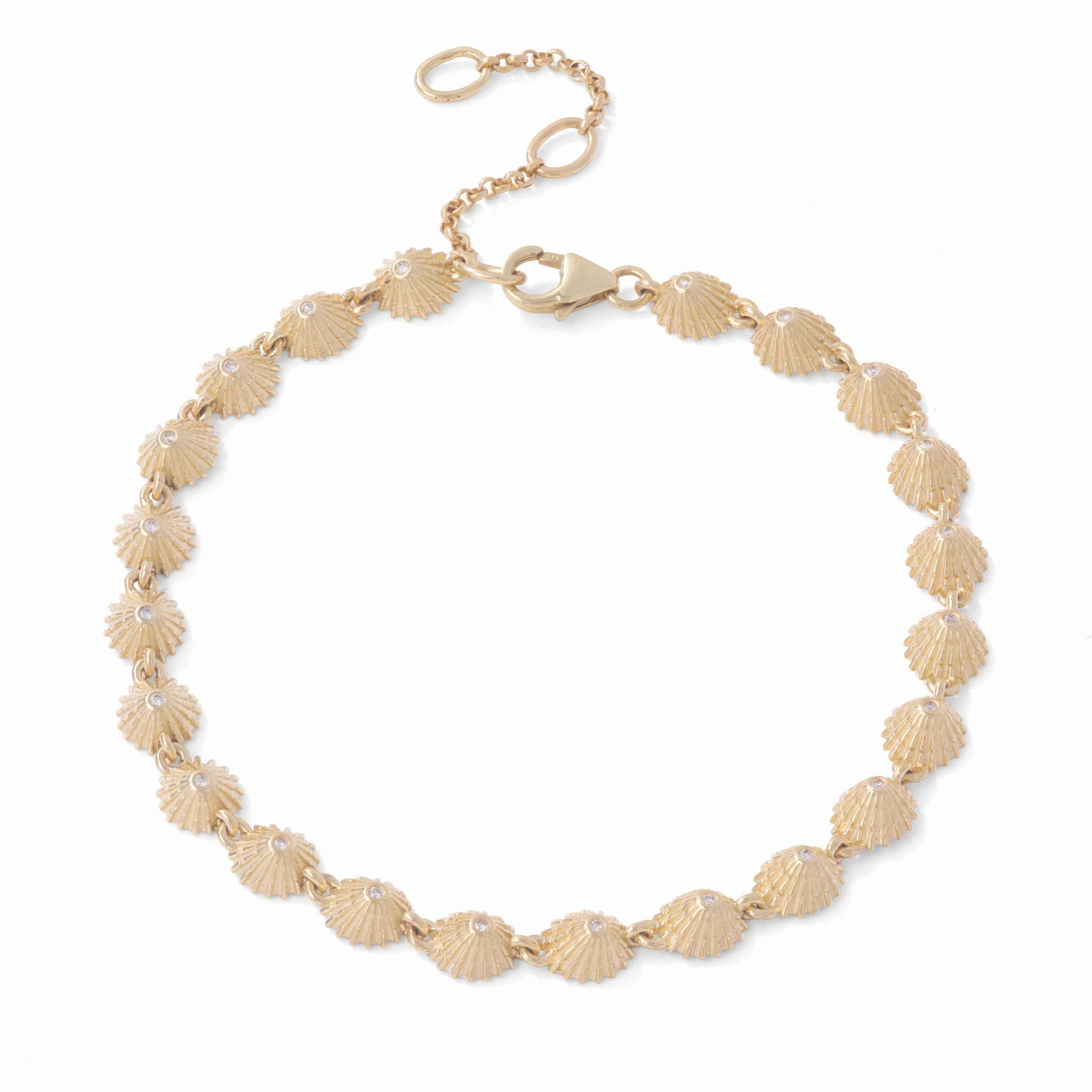 7-8.5" Adjustable ?Opihi Bracelet in Gold with Diamonds Bright Shine Exquisite Style