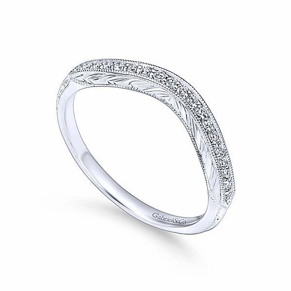 Refined Form Wonderful Statement Vintage Curved Diamond Ring  .09 Cttw 14K White Gold 197B