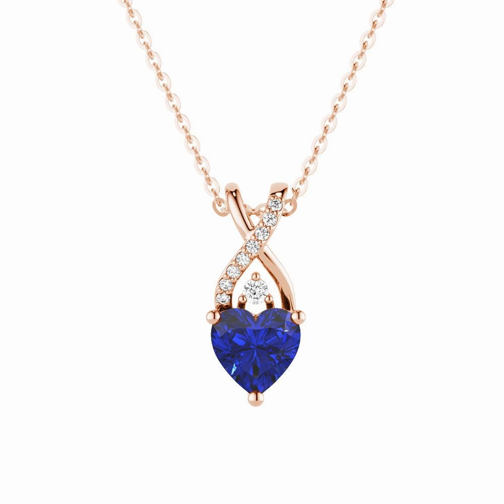 Handcrafted Touch 1.16 CT. Solitaire Heart Sapphire and White Sapphire Pendant