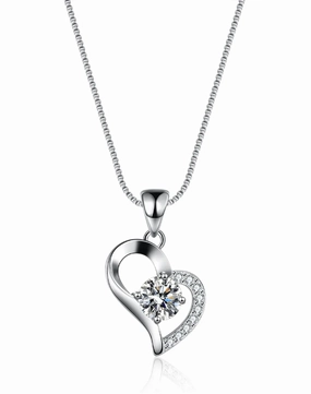 Distinctive Glow Heart Love Pendant Necklace | S925 | Moissanite