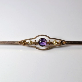 Early 1900s Amethyst & Pearl Cloak Closure | 0.60ct | Distinct Feature Handmade Elegance