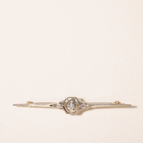 Birthday Present Edwardian Era Diamond Brooch | 0.12 ct |